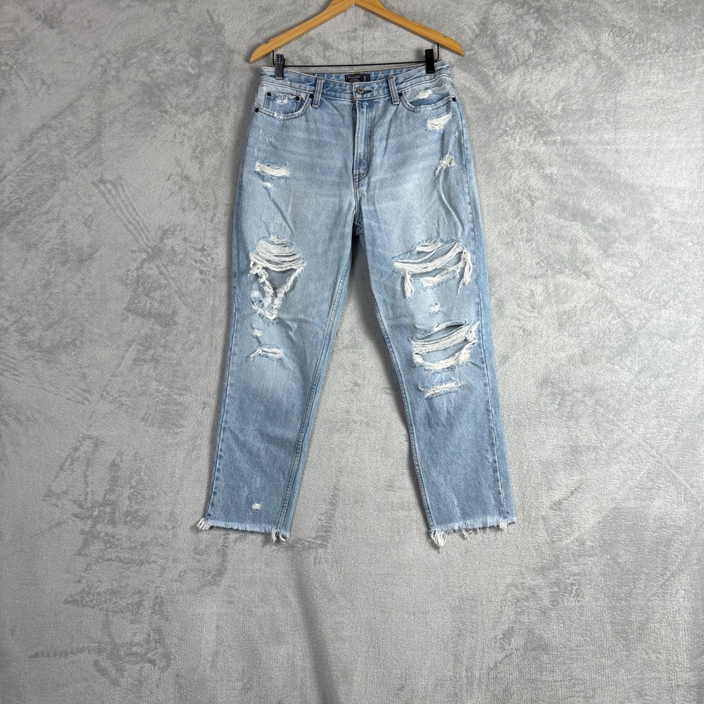 Abercrombie & Fitch Annie High Rise Girlfriend Jeans Light Wash Distressed 29